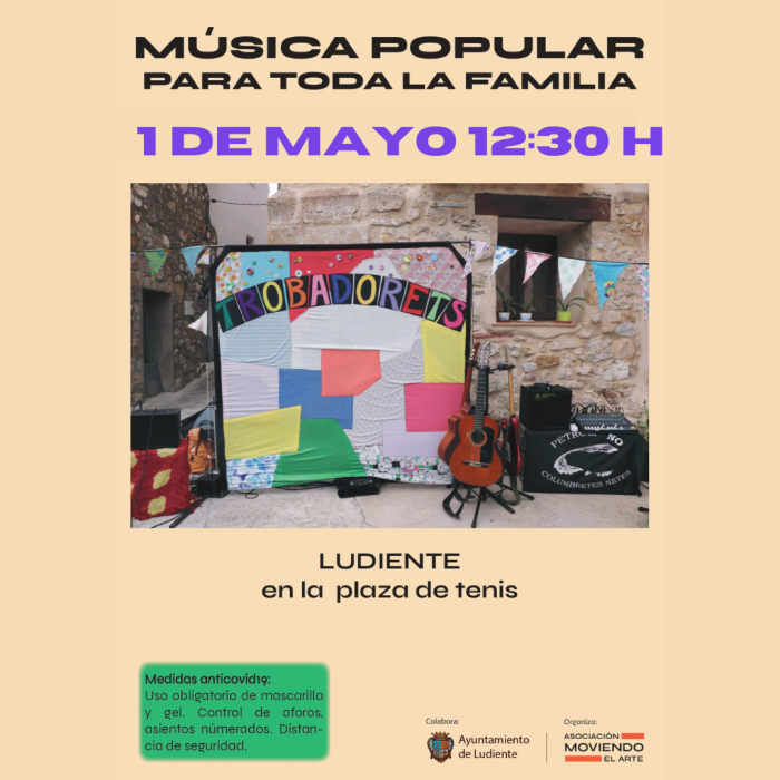 El próximo sábado 1 de mayo organizamos un  concierto de TROBADORETS, música popular para toda la familia